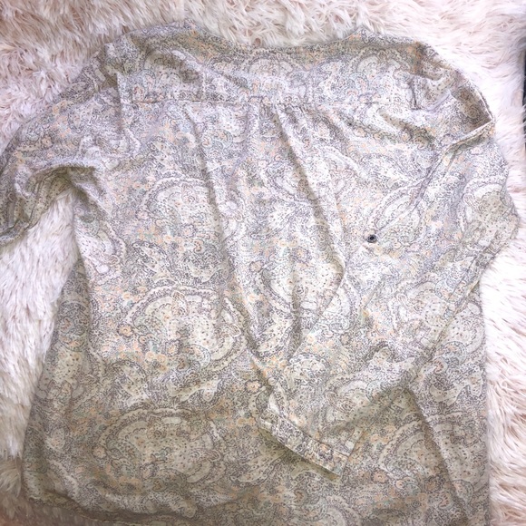 Ruff Hewn Paisley Print Blouse Large Long Sleeve V Neck - Picture 2 of 7